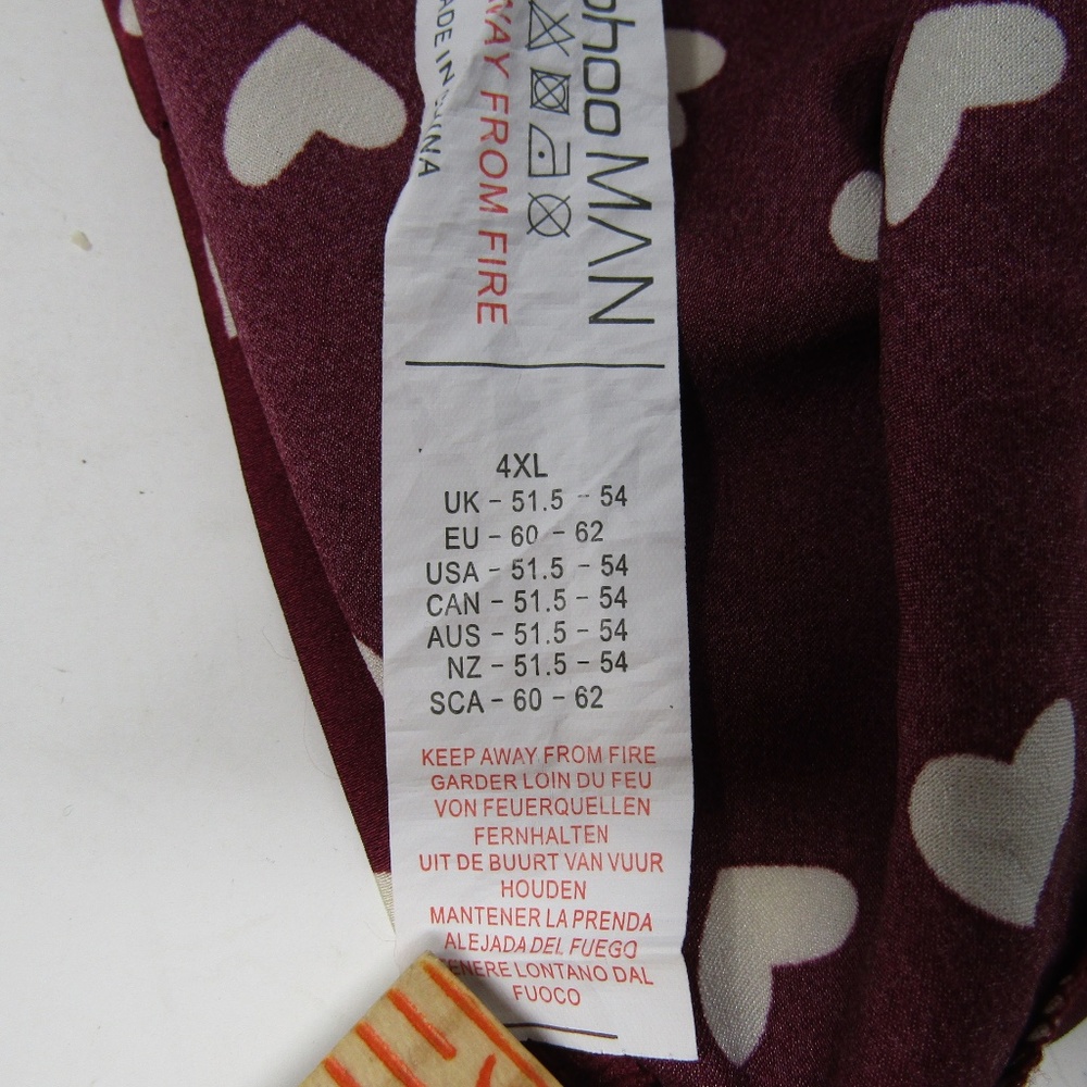 Boohoo Man Heart Shirt Burgundy White Size 4xl - Picture 5 of 6